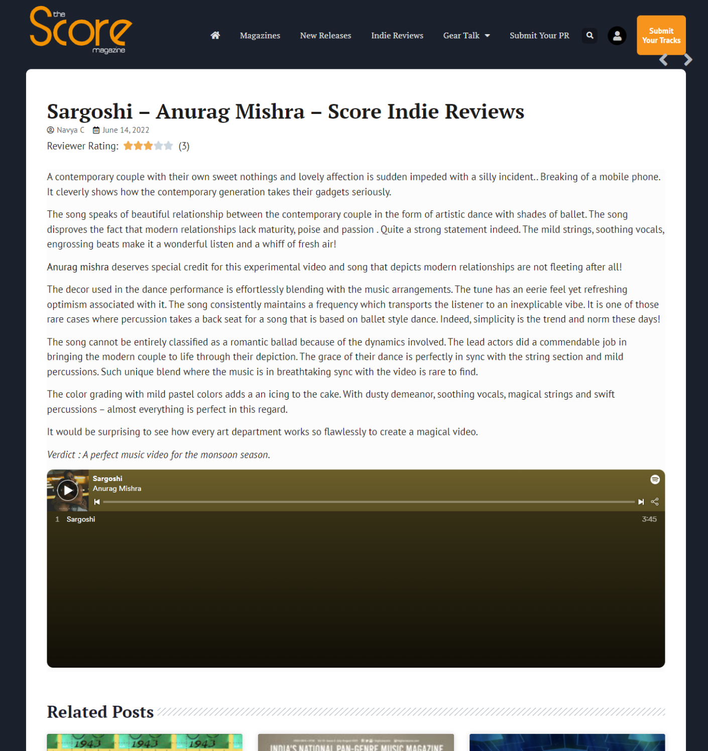 Sargoshi – Anurag Mishra – Score Indie Reviews