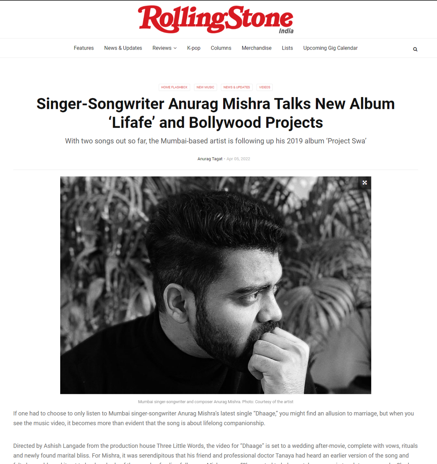 Singer-songwriter Anurag Mishra quit his job to pursue music